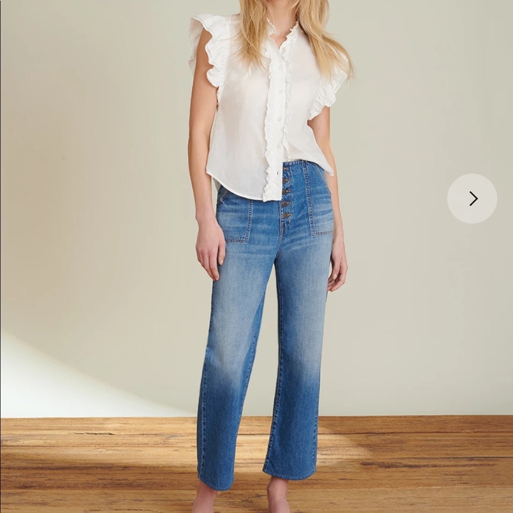 Veronica Beard Crosbie Cropped Wide-Leg Jeans, 26, Juno wash